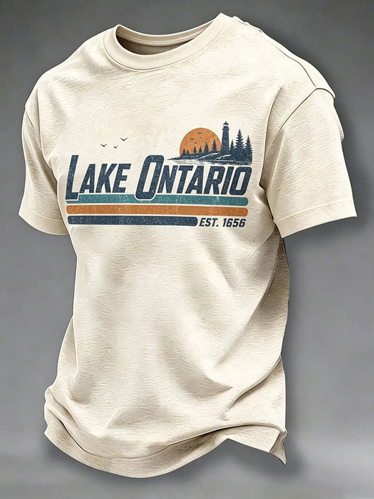 Men's Ontario Lake Printed Casual T-shirt