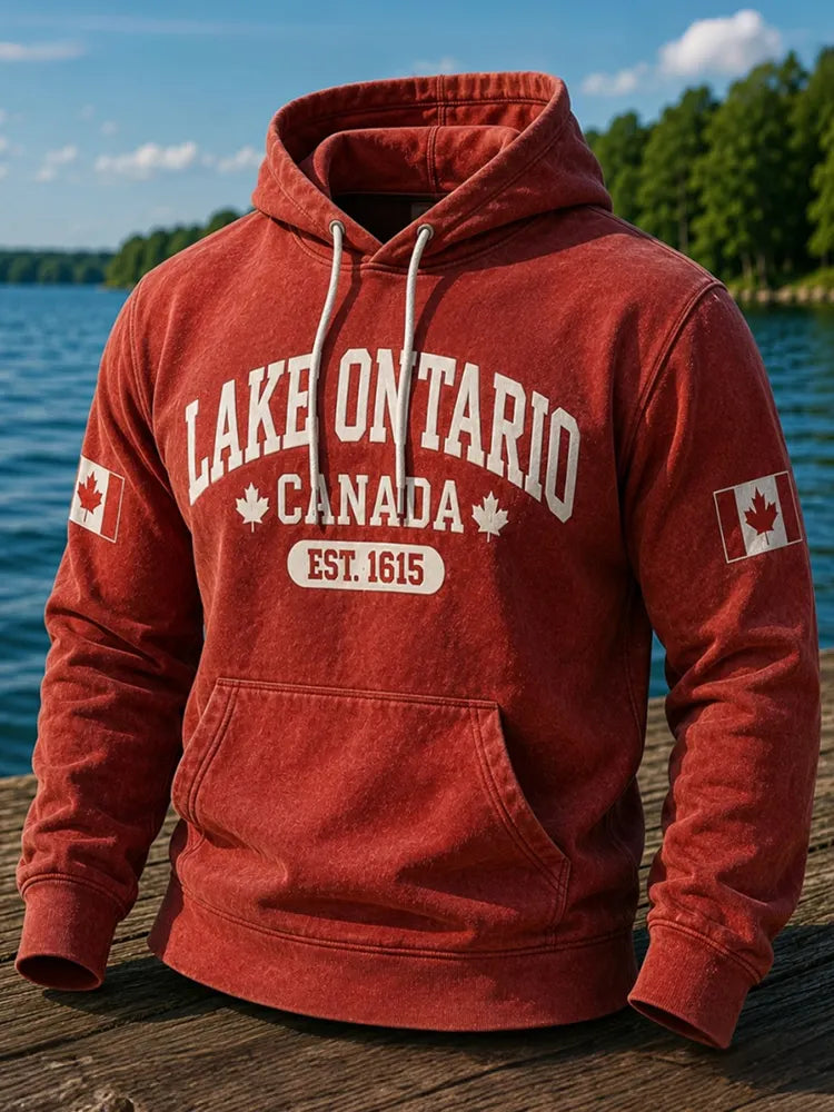 Men's 1615 Ontario Canada Print Casual Warm Hoodie