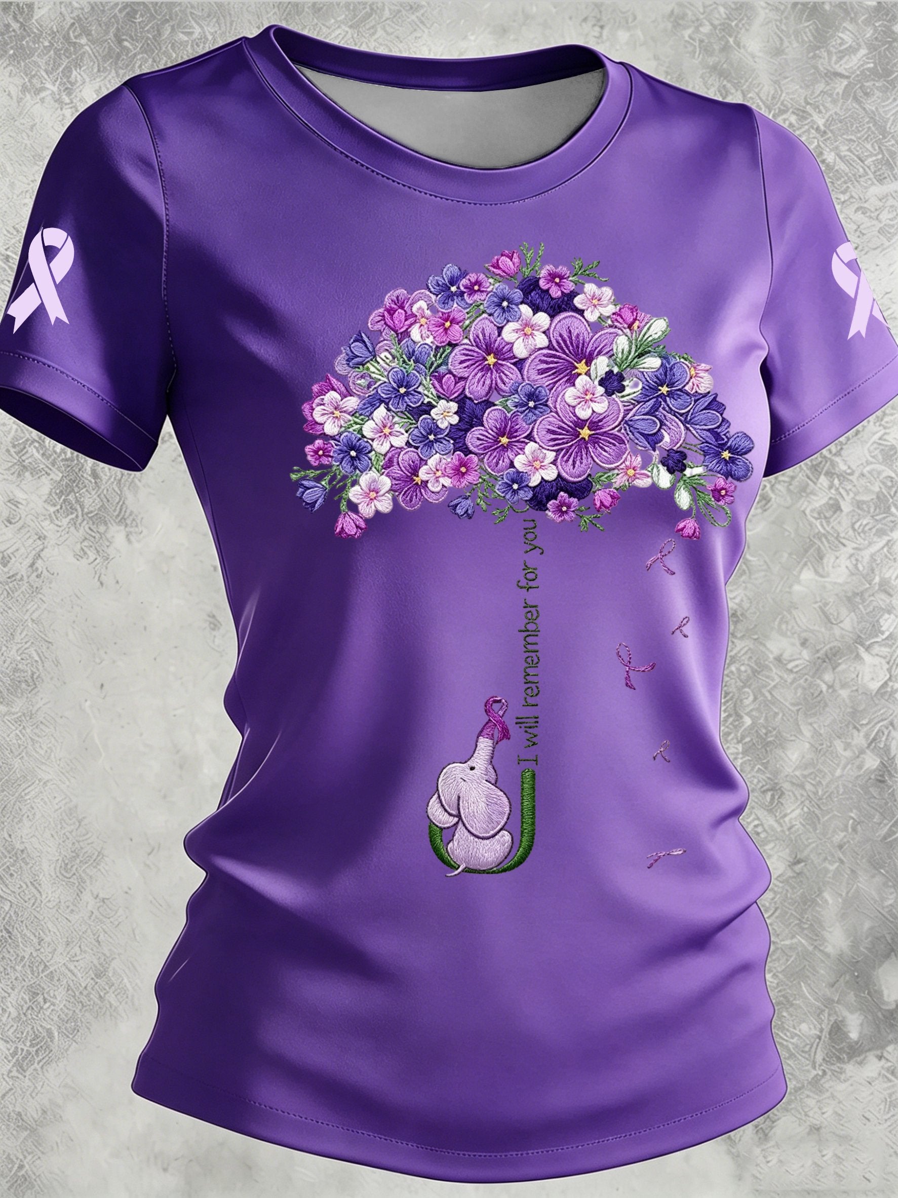 Women's Alzheimer's Awareness Print Casual Crewneck Top