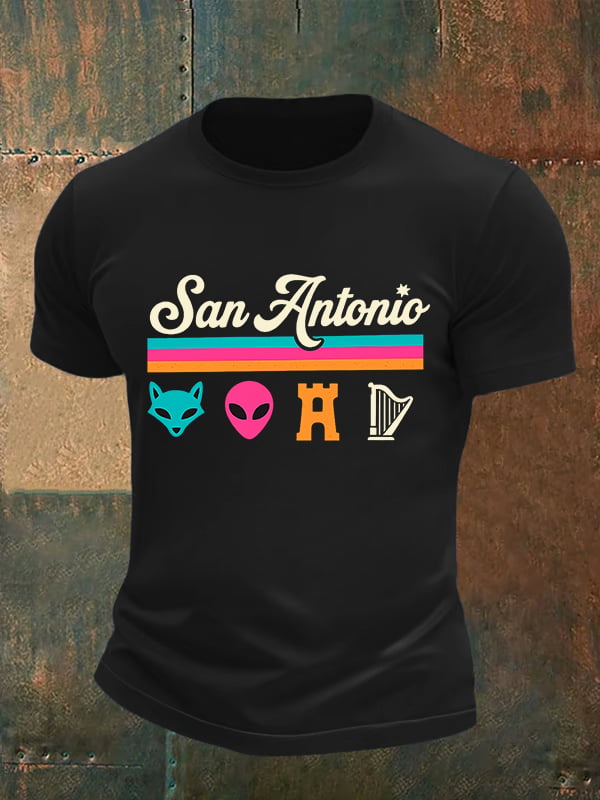 Men's San Print Round Neck T-shirt