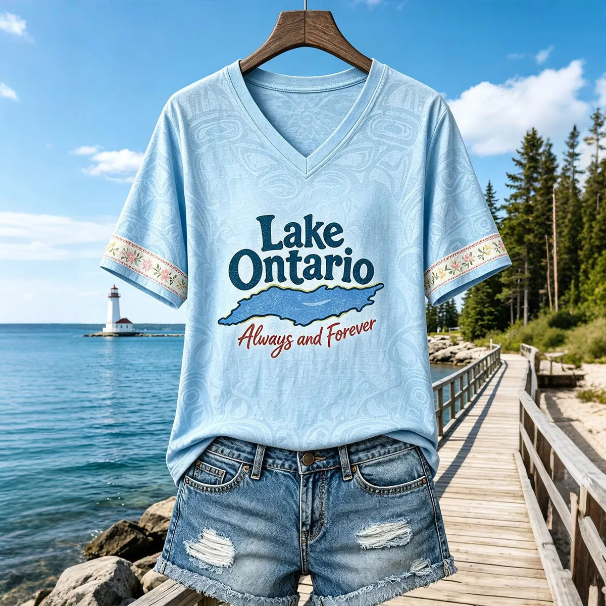Women's Lake Ontario Casual Art Printed T-shirt