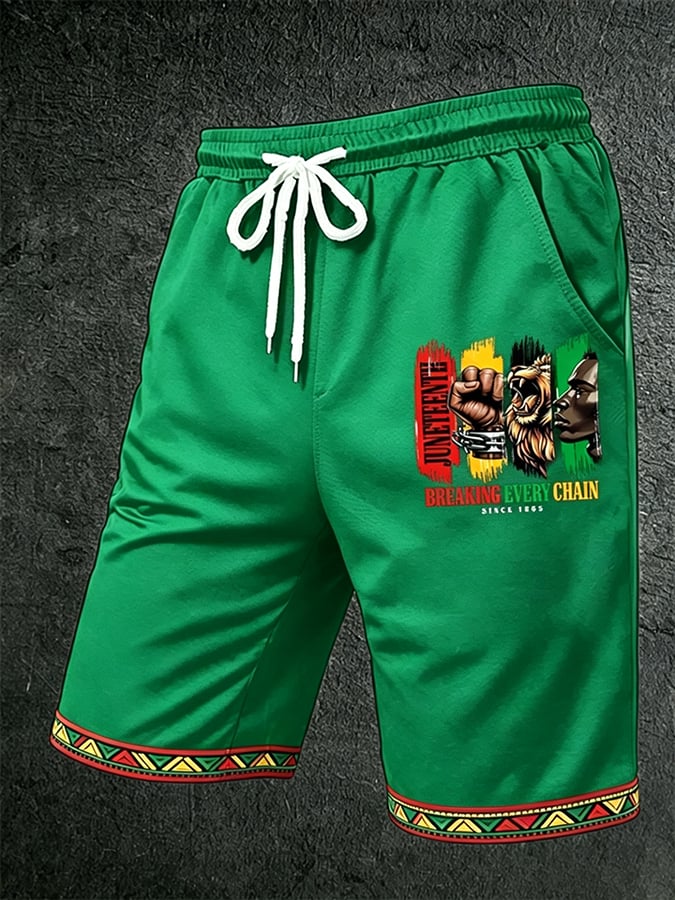 Men's Juneteenth Breaking Every Chain Print Shorts