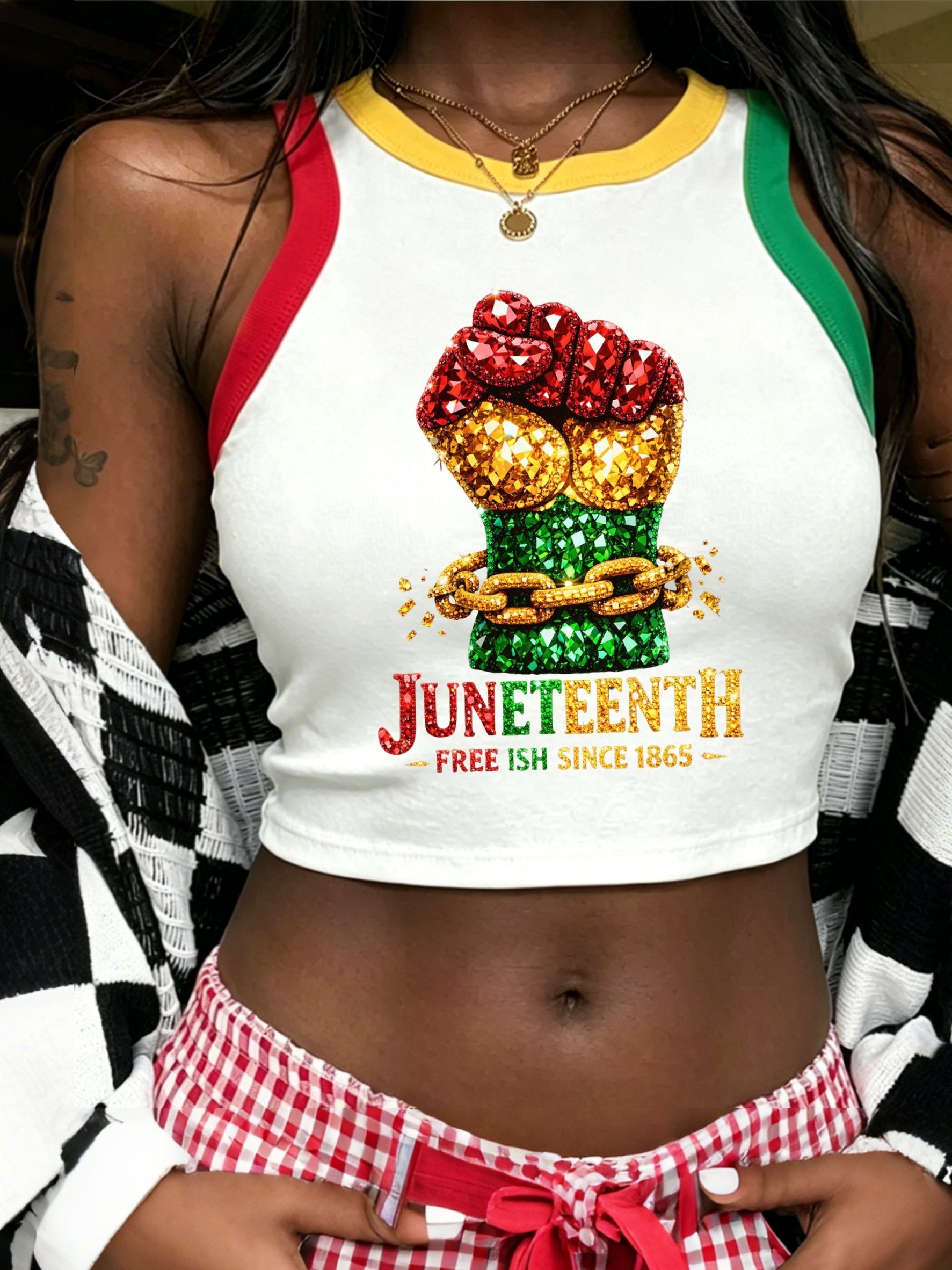 African American Women's Juneteenth Print Tank Top