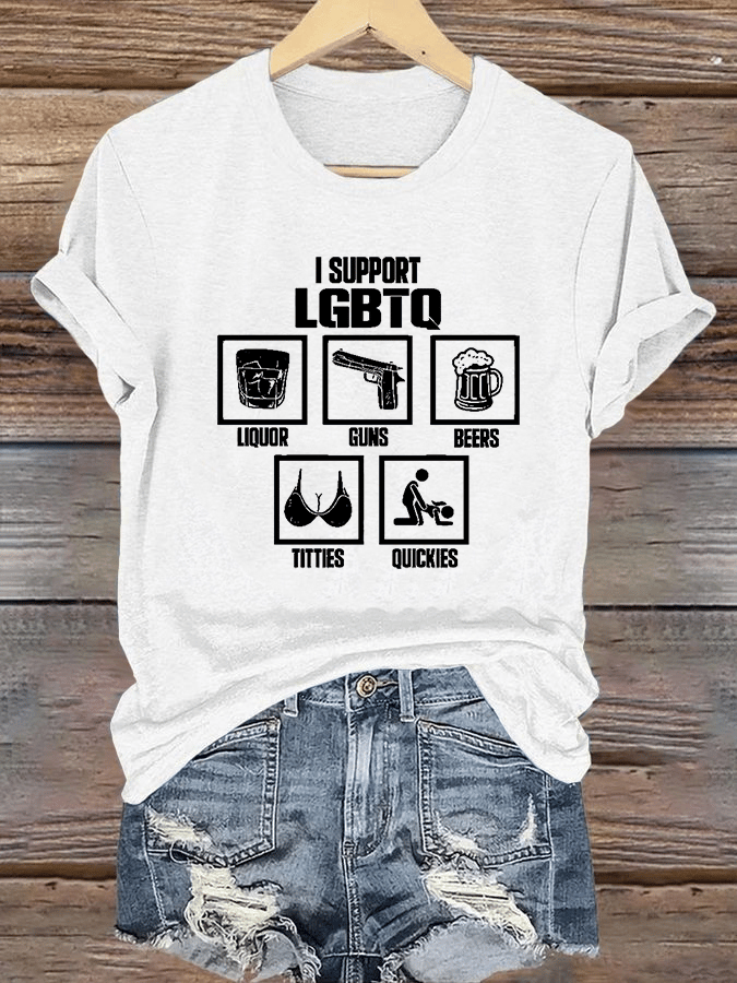 Women's  I SUPPORT LGBTQ Printed T-Shirt