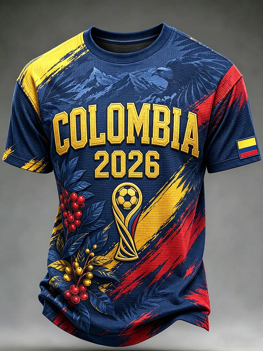 Men's Colombia Football Fan Waffle-Knit Crewneck T-Shirt