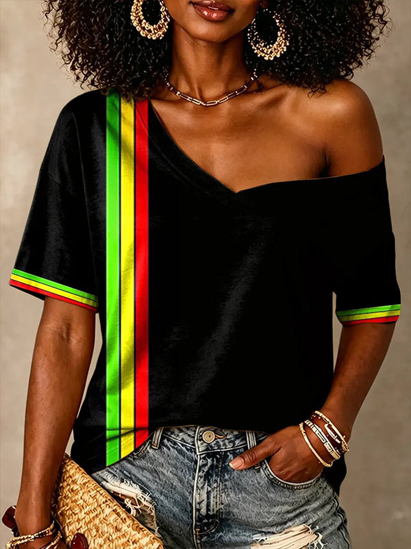 Women's Juneteenth African History Print Casual T-Shirt