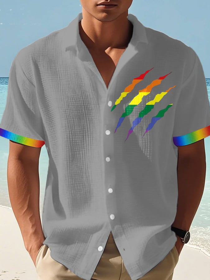 Men's Gay Pride Print Waffle Shirt