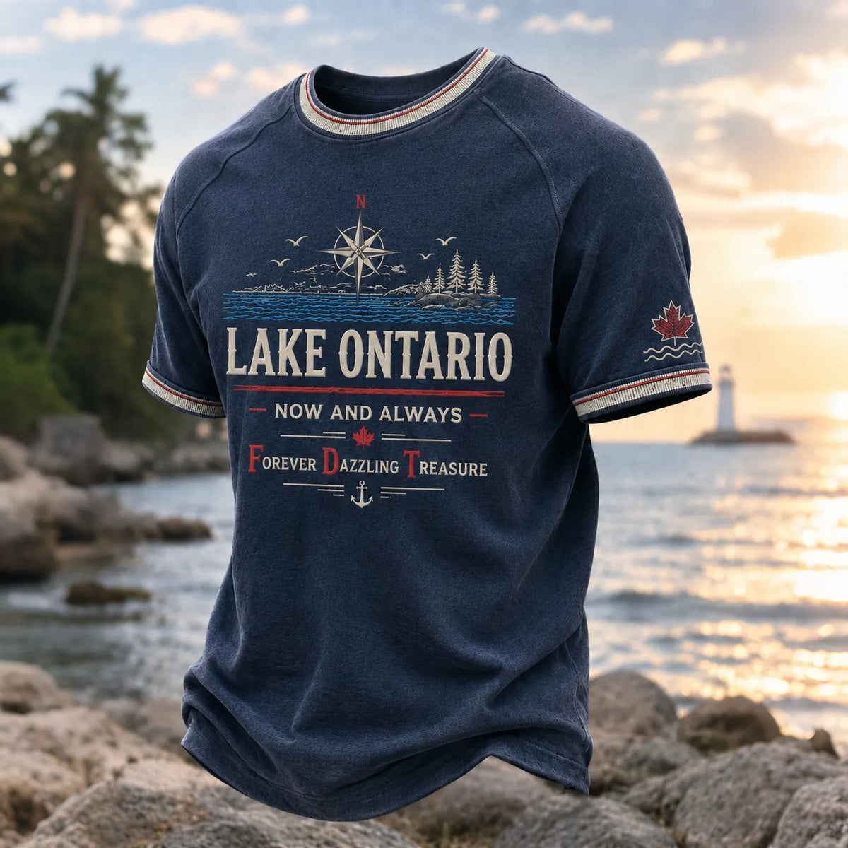 Men's Lake Ontario Now & Always Forever Dazzling Treasure Print Short Sleeve T-shirt