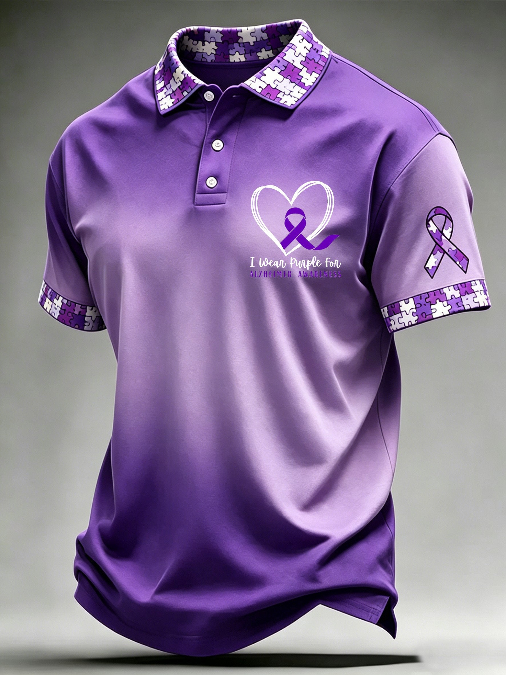 Men's Alzheimer's Awareness Printed Polo Shirt