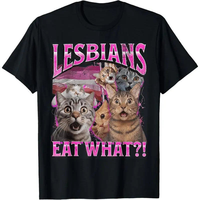 Lesbians Eat What?!Funny Cat LGBTQ Pride T-Shirt