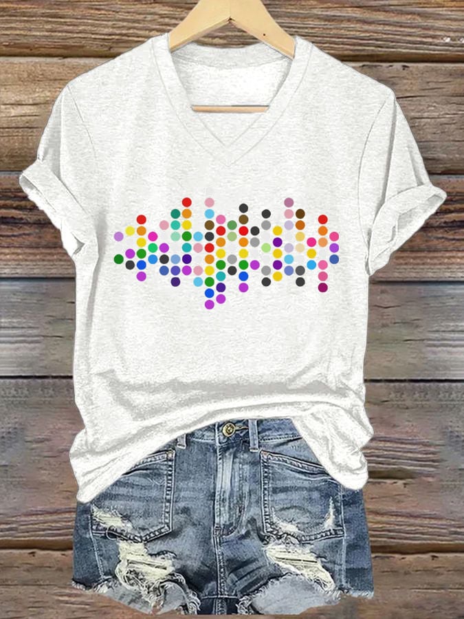 Women's What A Beautiful Day To Respect Other People'S Pronouns Print V-Neck T-Shirt