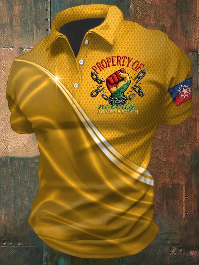 Men's Juneteenth Print  Casual Polo Shirt