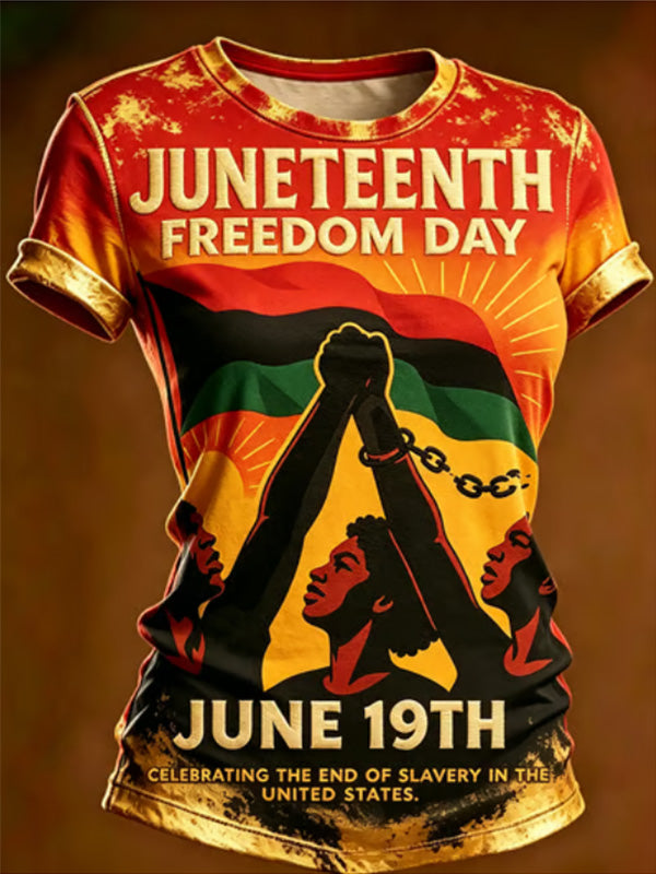 Women's Juneteenth Freedom Day Black History Art Print Casual T-Shirt