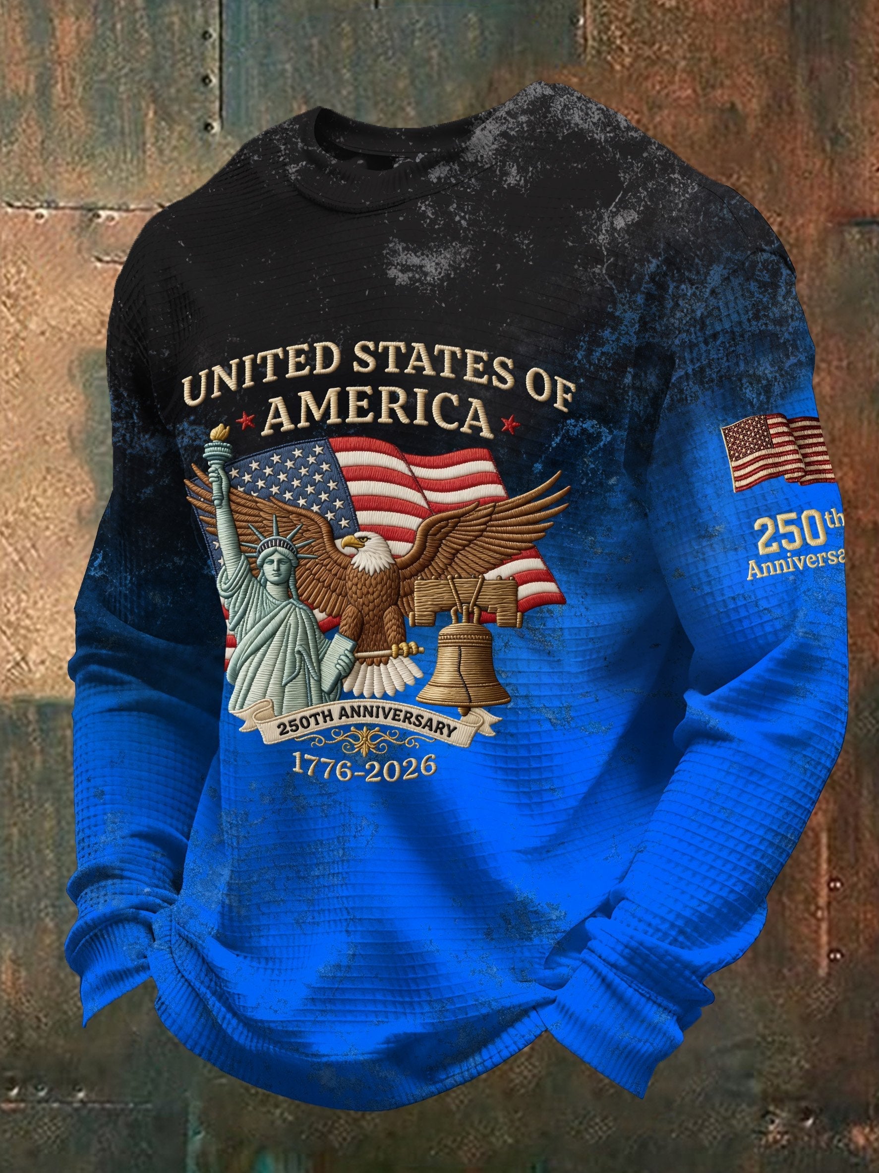 Men's Vintage American Flag Print Top