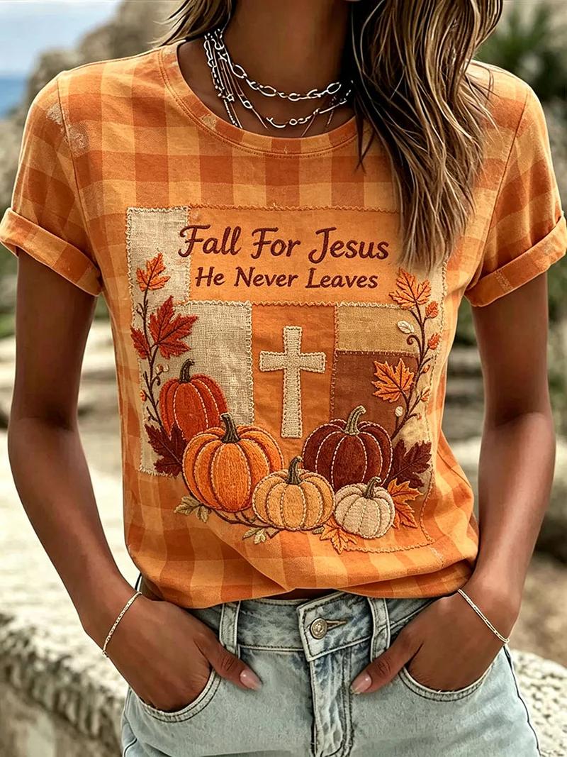 Women's Fall Casual Faith Graphic Print T-Shirt