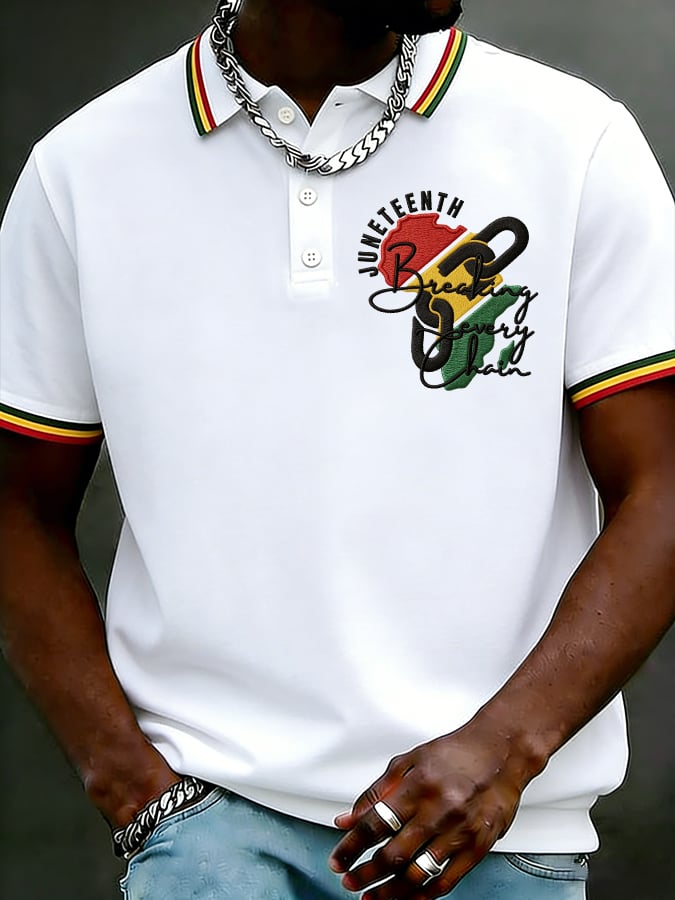 Men's Juneteenth Breaking Every Chain Print Polo Shirt