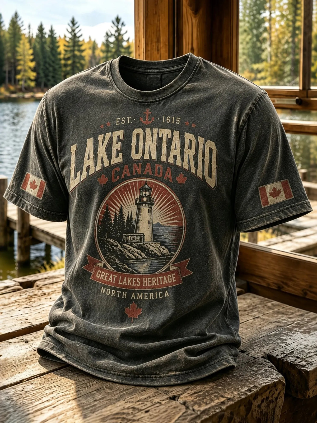 Men's 1615 Ontario Canada Print Casual Short-sleeve T-shirt