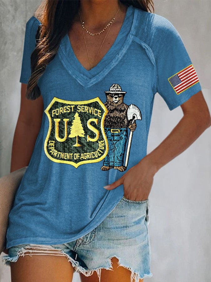 Retro Save The Forest Service Print T-Shirt