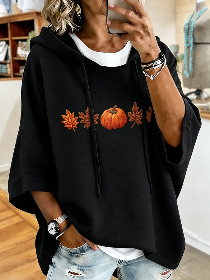 Women'S Casual Pumpkin Print Hoodie