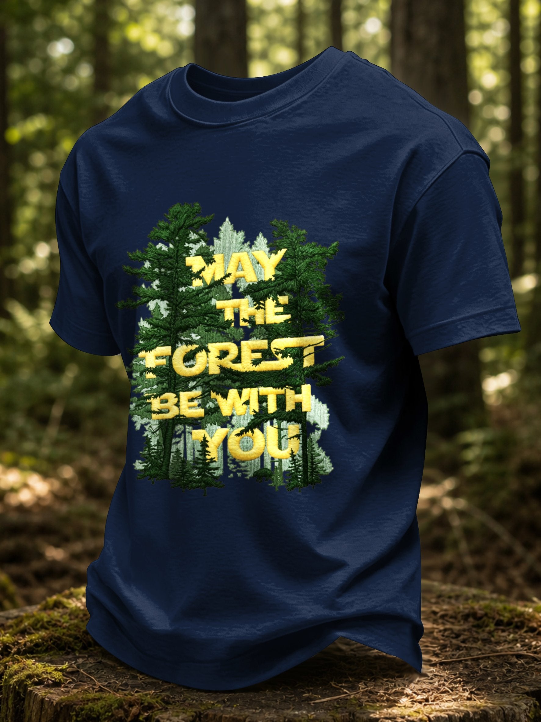 Men's May The Forest Be With You Printed Casual T-Shirt