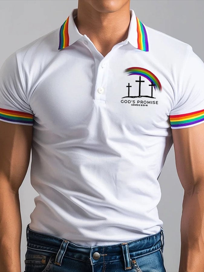 Men's God's Promise Print Polo Shirt