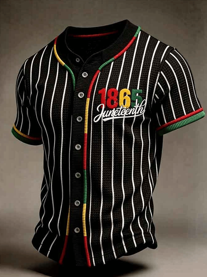 Men's Juneteenth-Themed Baseball-Style Casual Top With LGBTQ Print
