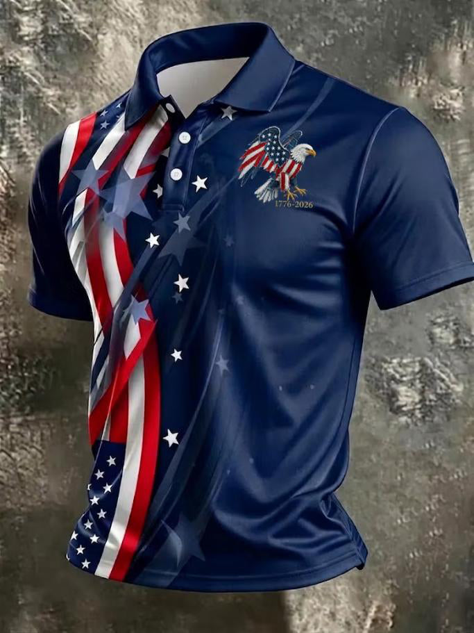 Men's 1776 American Flag Eagle Stars And Stripes Art Print Polo Shirt