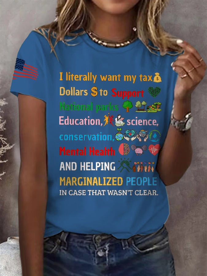 Women's Support National Parks Print Round Neck T-Shirt