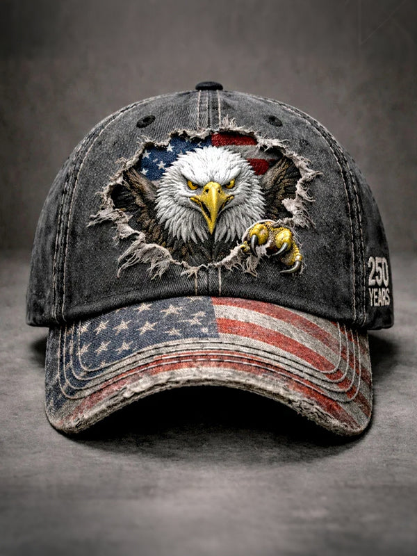 Men's Retro Eagle American Flag Art Print Baseball Cap