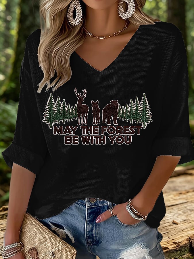 Women's May The Forest Be With You Print Top