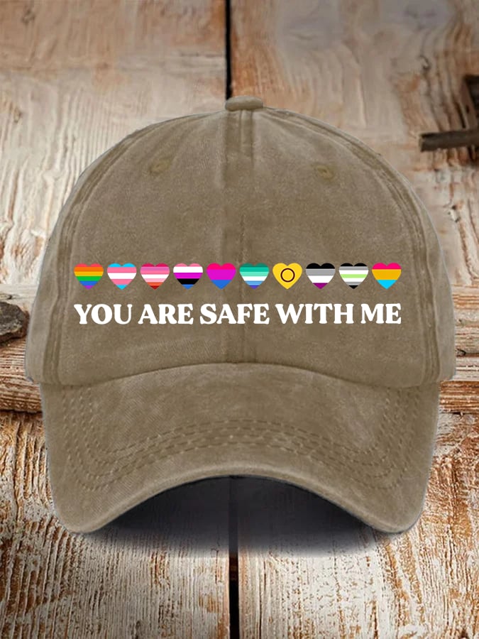 Unisex  YOU ARE SAFE WITH ME Print  Cap