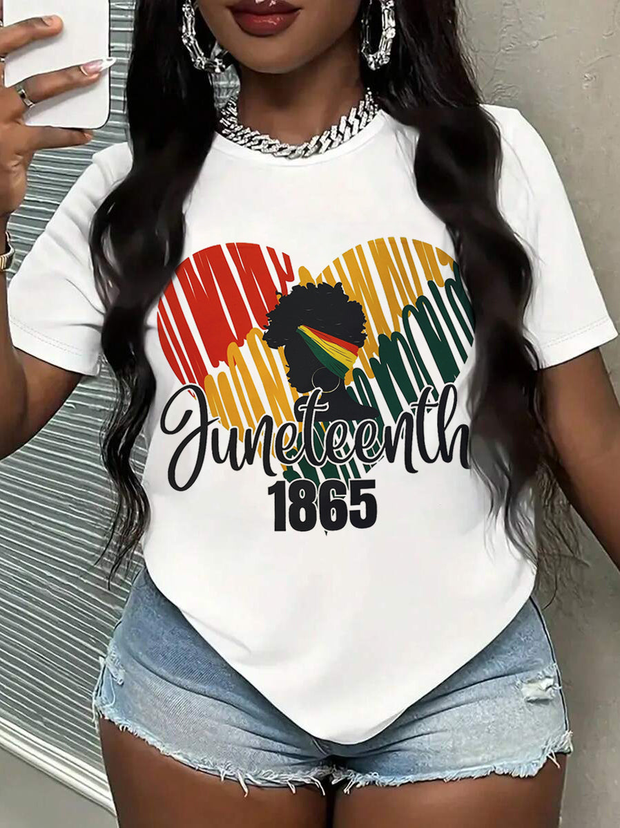 Women's Juneteenth 1865 Love Print Casual T-Shirt