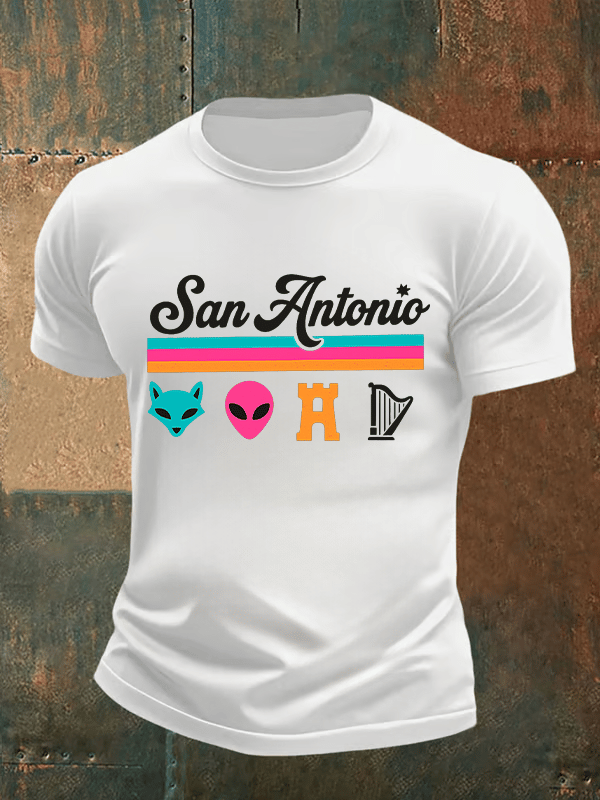 Men's San Print Round Neck T-shirt