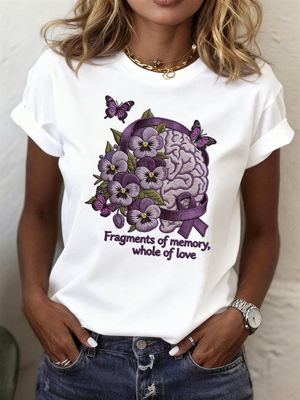 Women's Alzheimer's Awareness Crew Neck Short-Sleeve T-Shirt