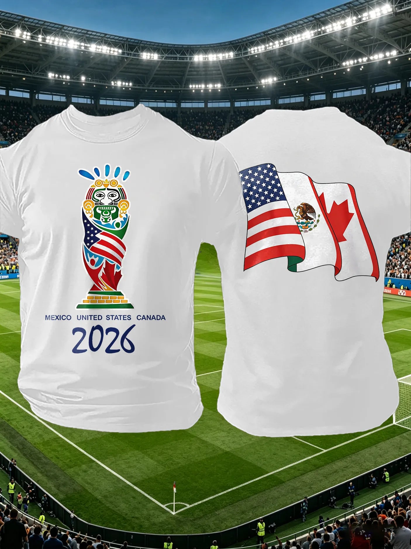 Men's Retro  2026 Soccer Mexico United States Canada Print T-Shirt