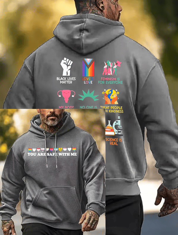 Men's  You are safe with me  Print  Hoodie