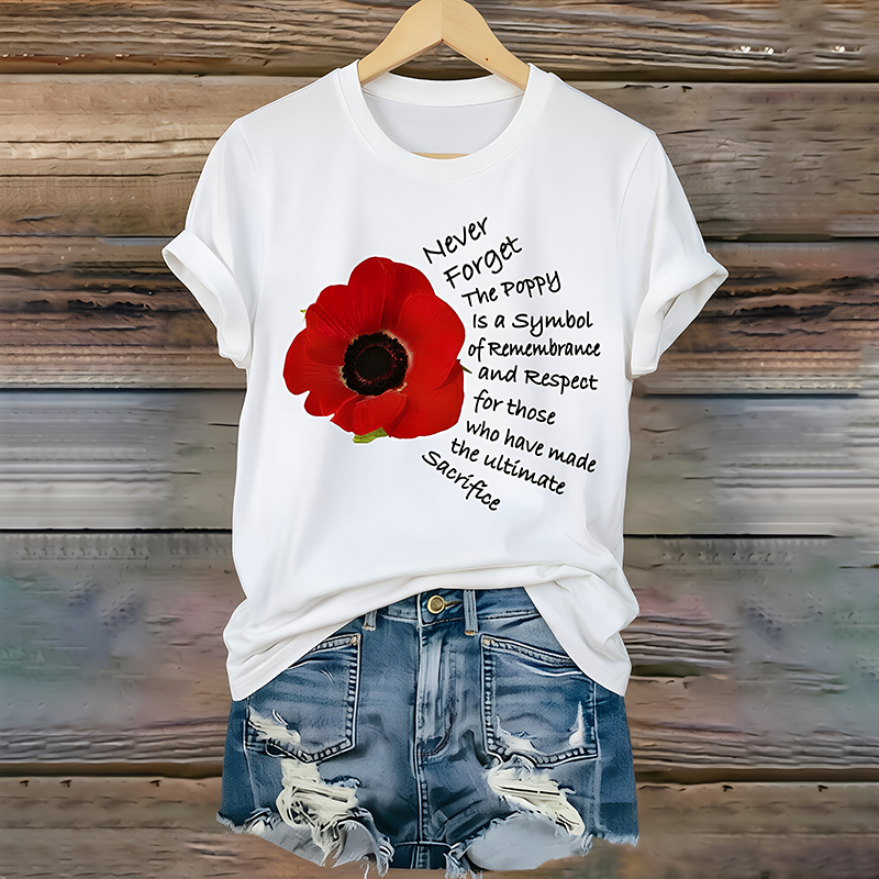 Women's "Red Friday" Poppy Commemorative Crew-Neck T-Shirt