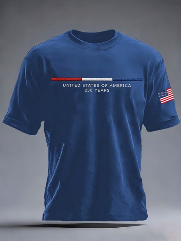 Men's United States of America 250 Years Print Casual T-Shirt