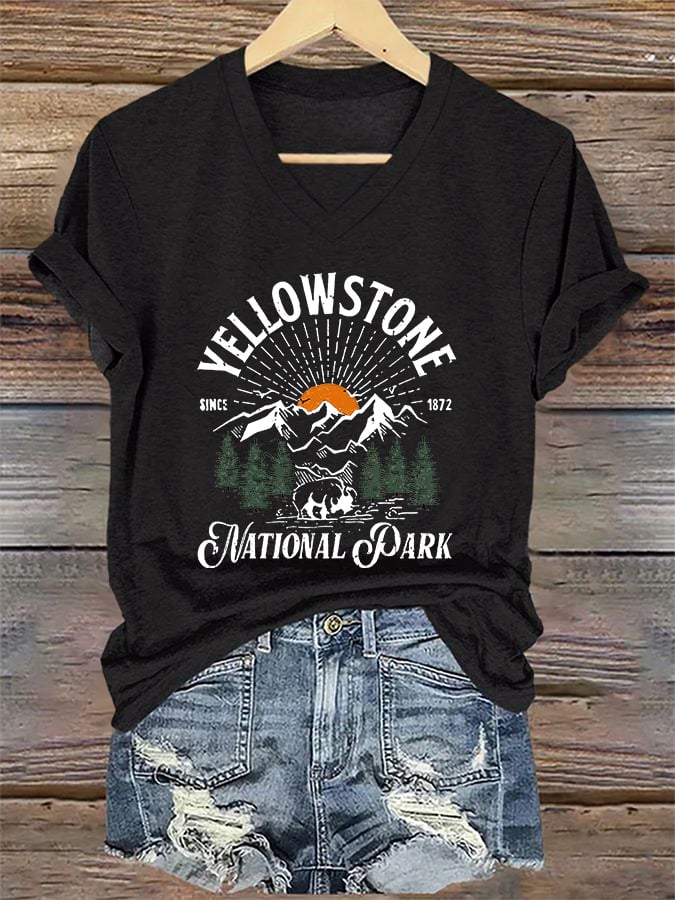 Women's National Park Print Casual T-Shirt