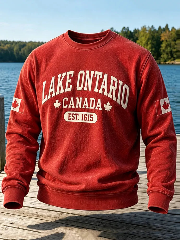 Men's 1615 Lake Ontario Printed Casual Warm Sweatshirt