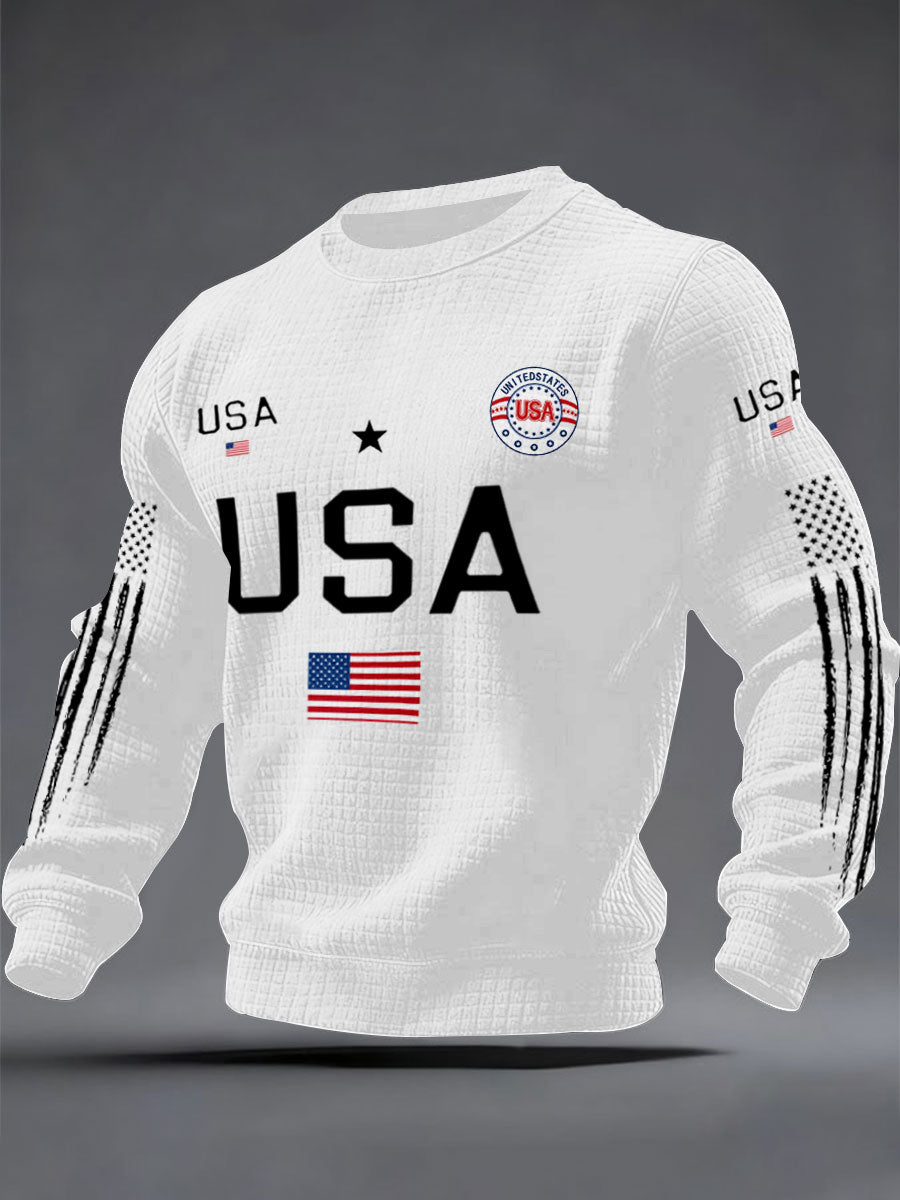 Men's USA Flag Graphic Print Casual Sweatshirt