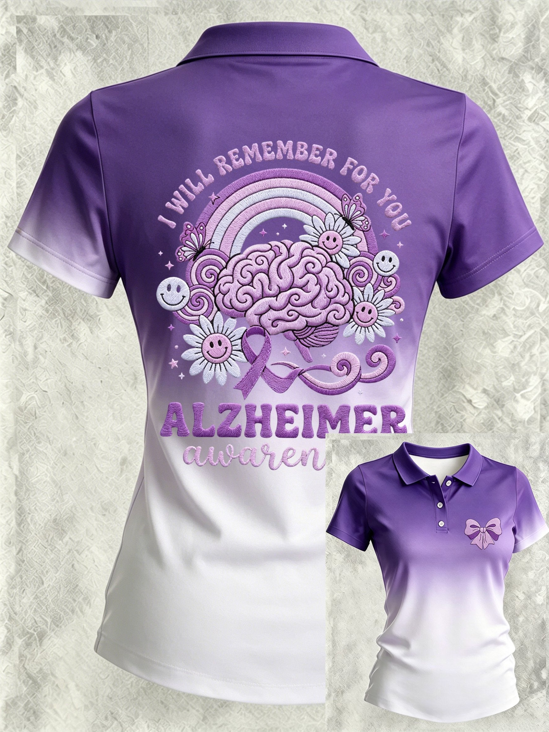 Women's Alzheimer's Awareness Print Polo Shirt