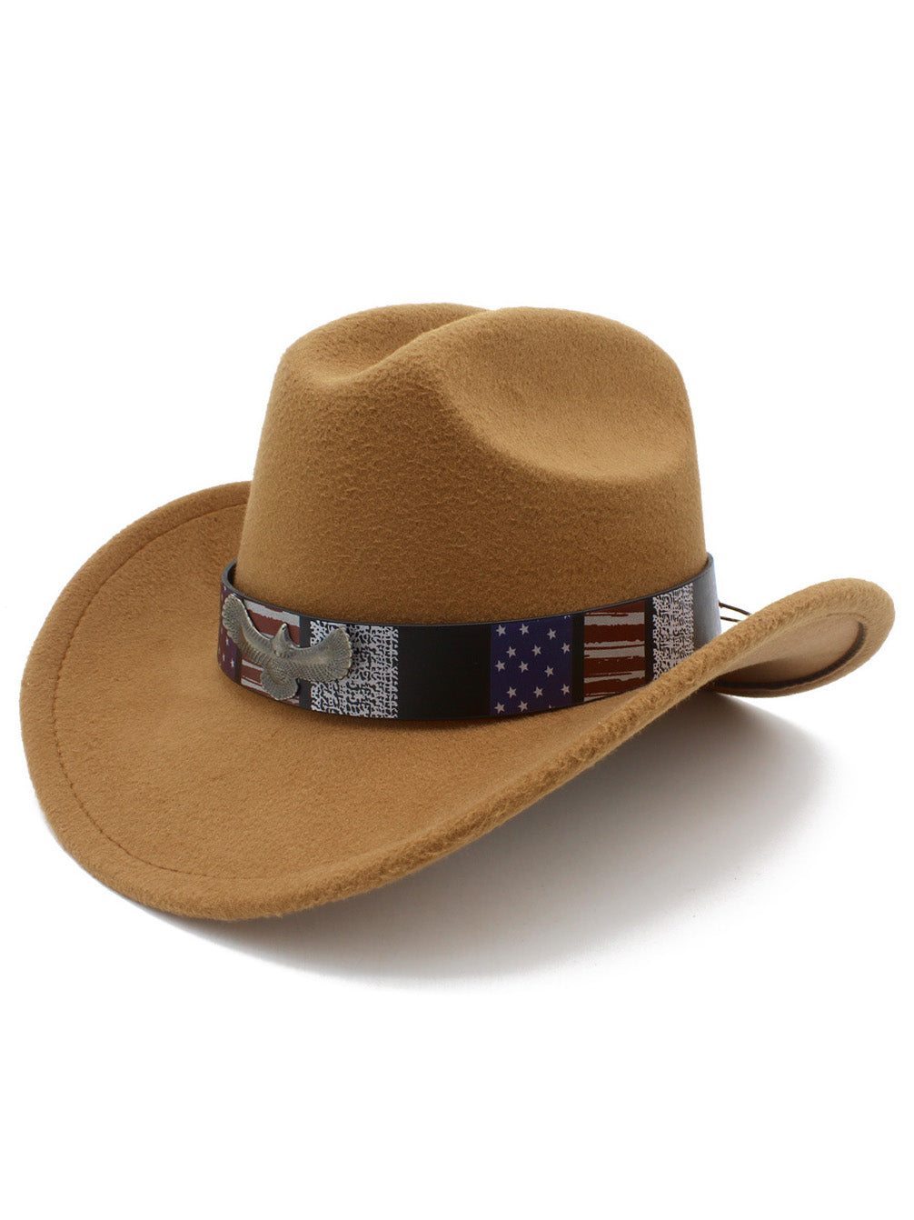 Men's American Flag Eagle Independence Day Wide Brim Cowboy Hat