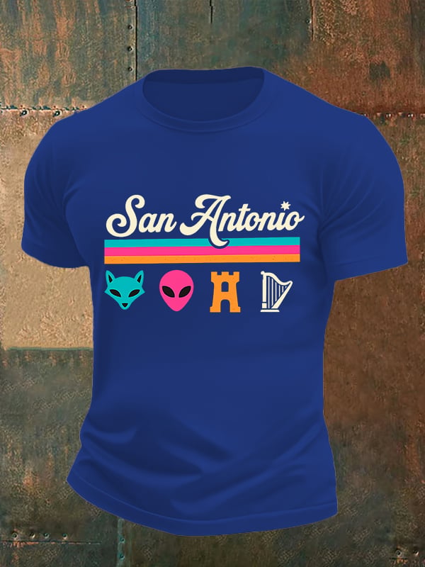 Men's San Print Round Neck T-shirt