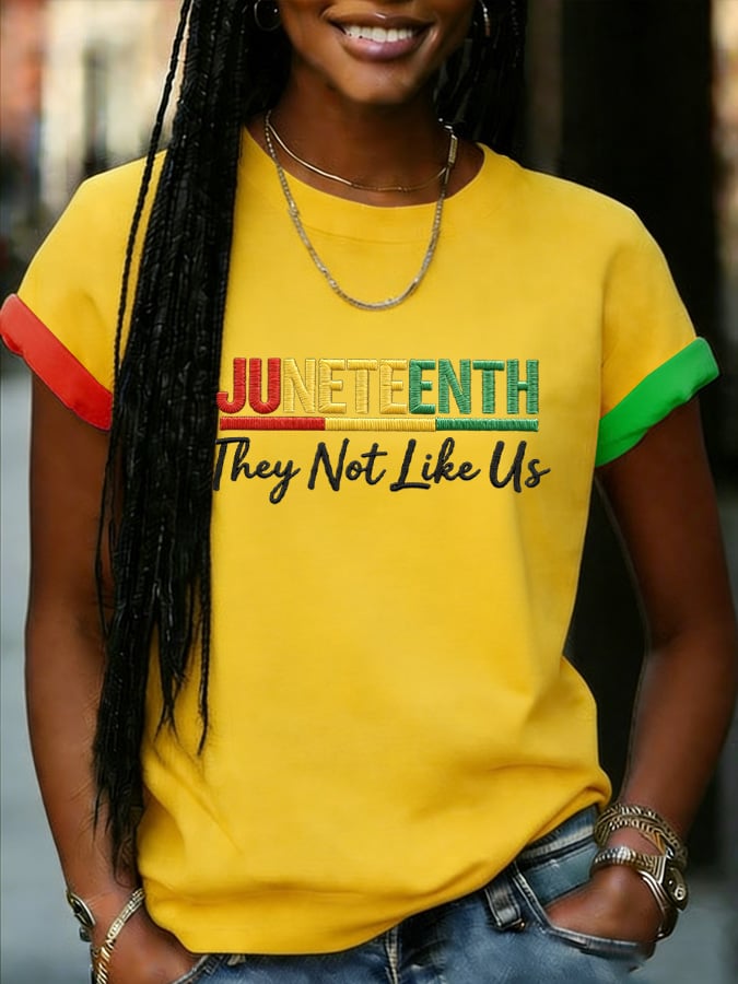 Women's Black Juneteenth Print Casuasl T-Shirt