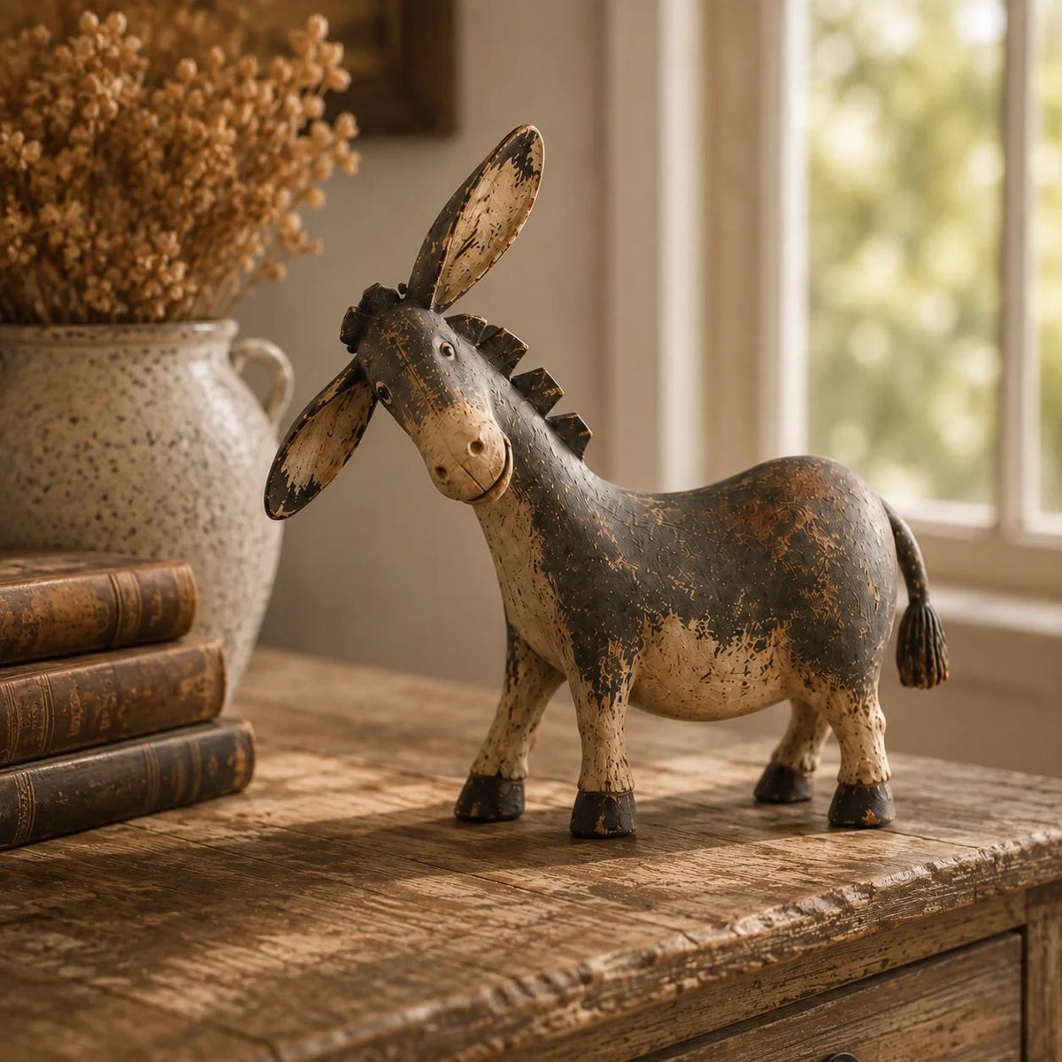 🐴Rustic donkey figurine for country house decoration