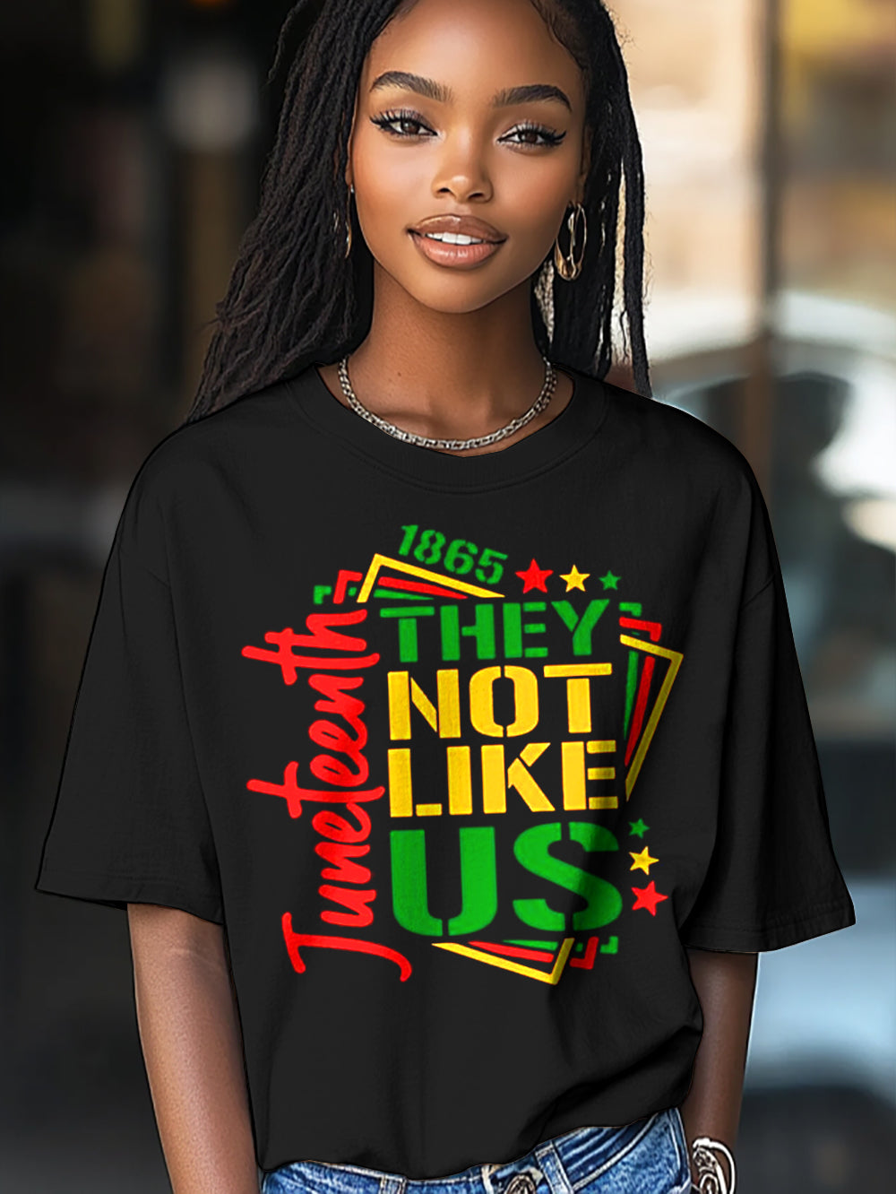 Women's Juneteenth 1865 They Not Like Us Print Cotton Casual T-Shirt