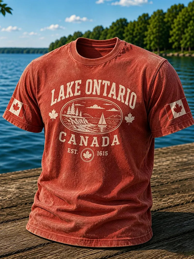 Men's 1615 Ontario Canada Print Casual Short-sleeve T-shirt
