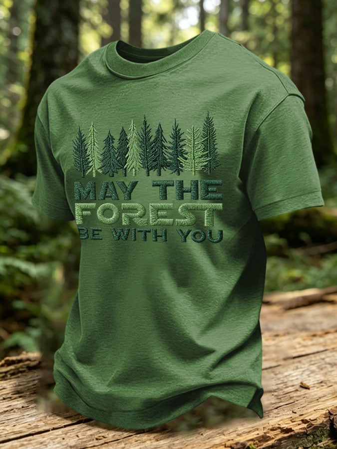 Men's May The Forest Be With You Printed Casual T-Shirt