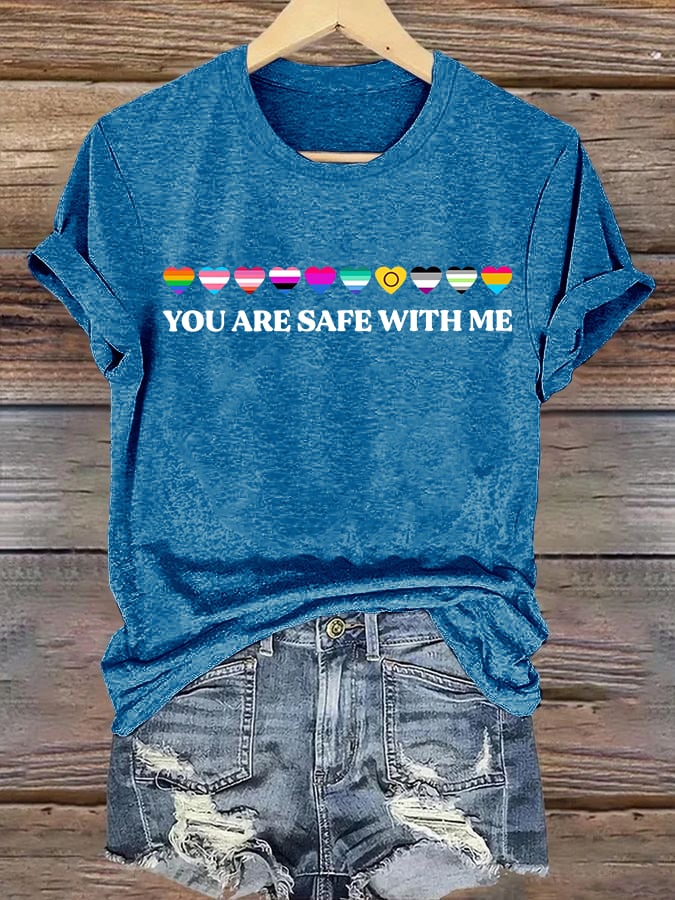 Women's  YOU ARE SAFE WITH ME  Print T-Shirt